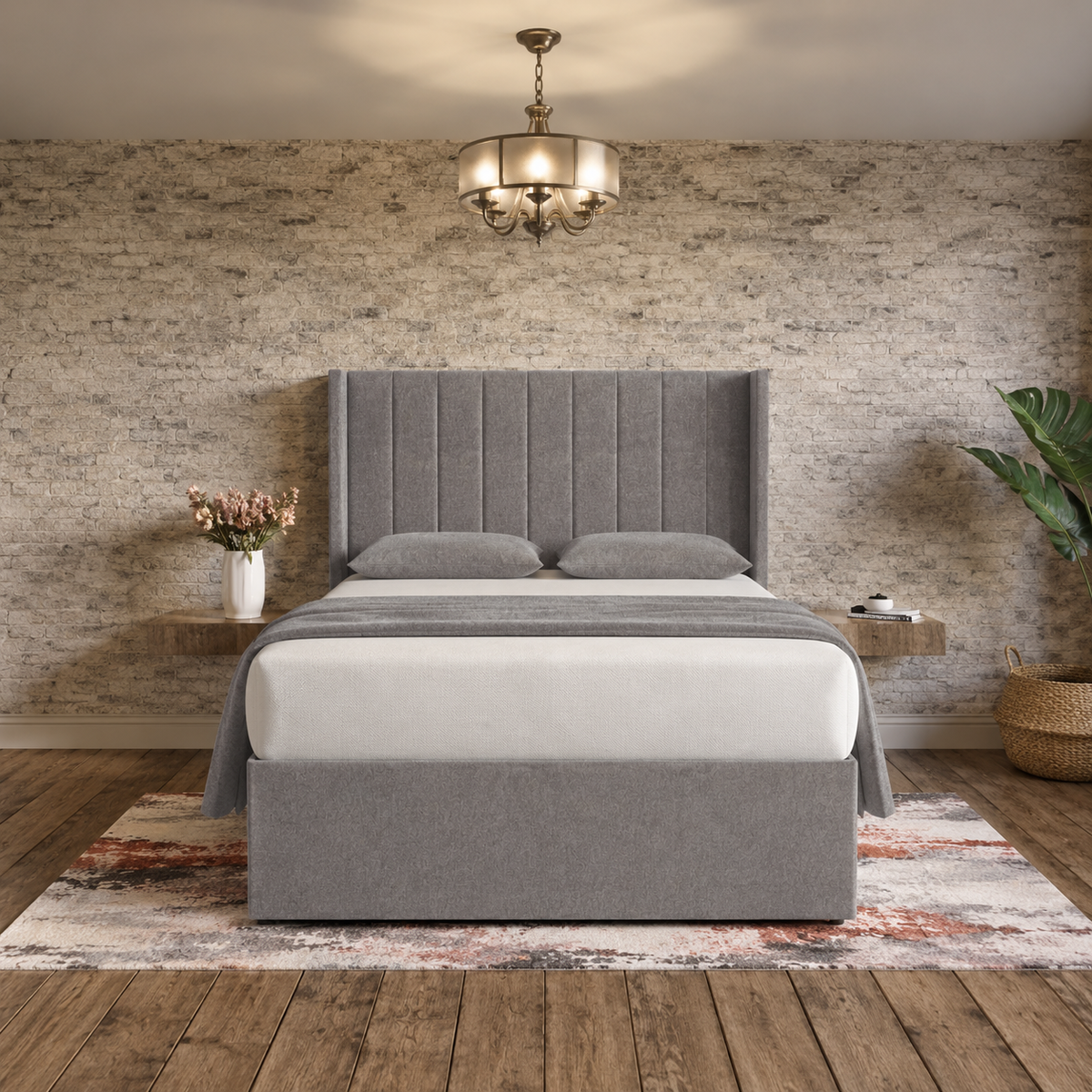 Nexus Wingback Bed - Pewter Wool