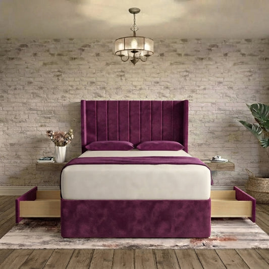 Nexus Wingback Bed - Purple Plush Velvet