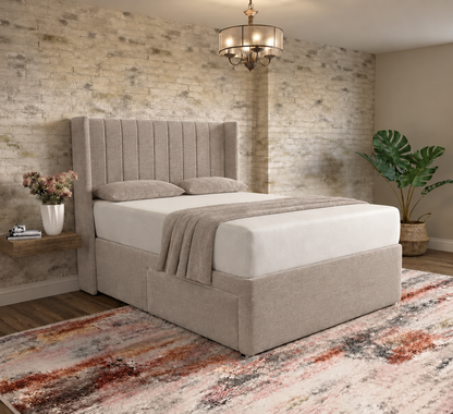 Nexus Wingback Bed - Putty Linen