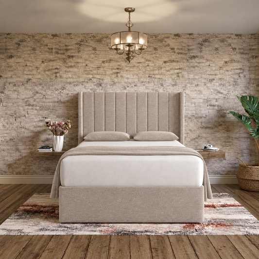 Nexus Wingback Bed - Putty Linen
