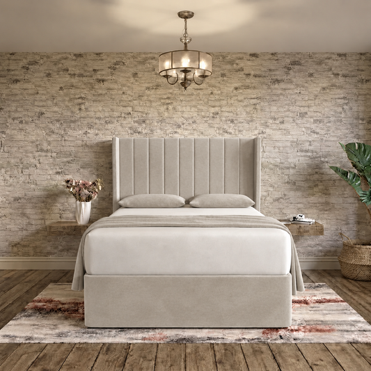 Nexus Wingback Bed - Putty Plush Velvet