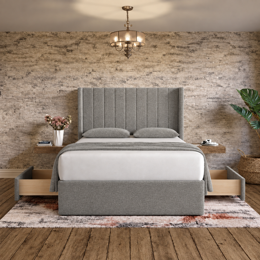 Nexus Wingback Bed - Sage Linen