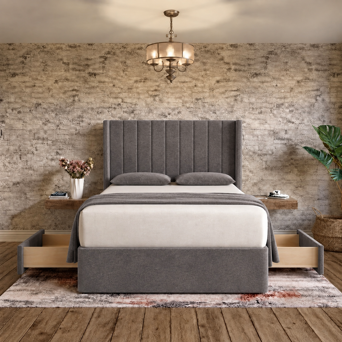Nexus Wingback Bed - Silver Naples