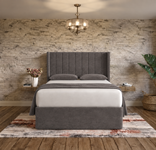 Nexus Wingback Bed - Silver Naples