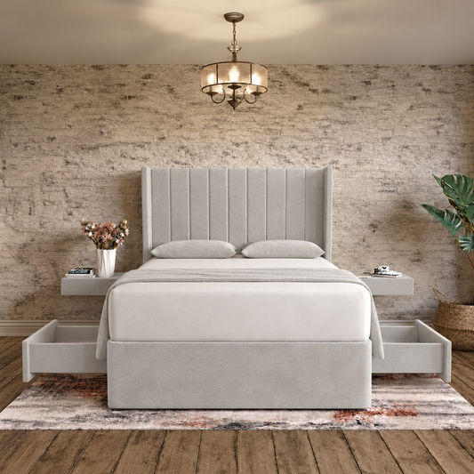 Nexus Wingback Bed - Silver Plush Velvet