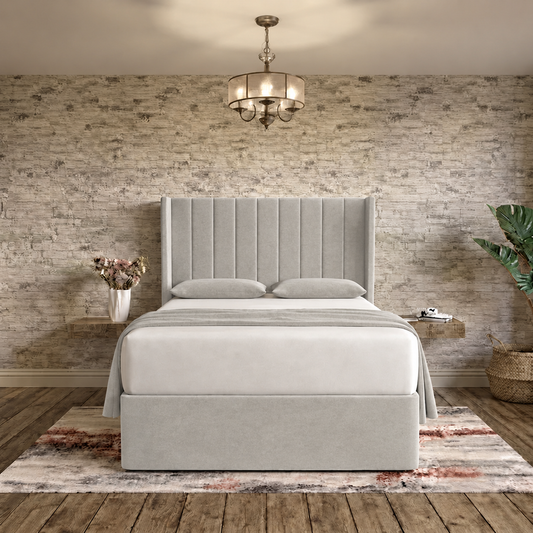 Nexus Wingback Bed - Silver Plush Velvet