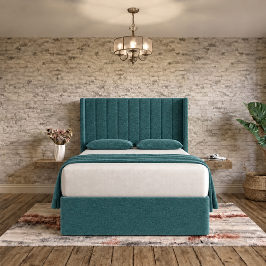 Nexus Wingback Bed - Teal Linen
