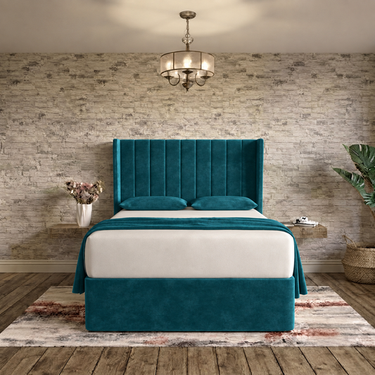 Nexus Wingback Bed - Teal Plush Velvet