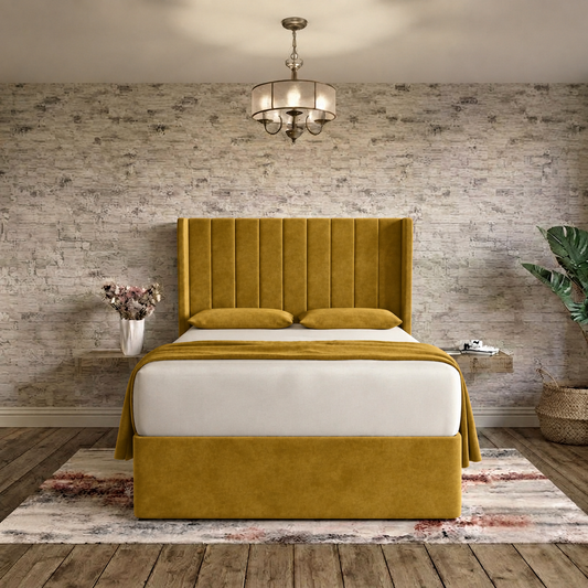 Nexus Wingback Bed - Tumeric Plush Velvet