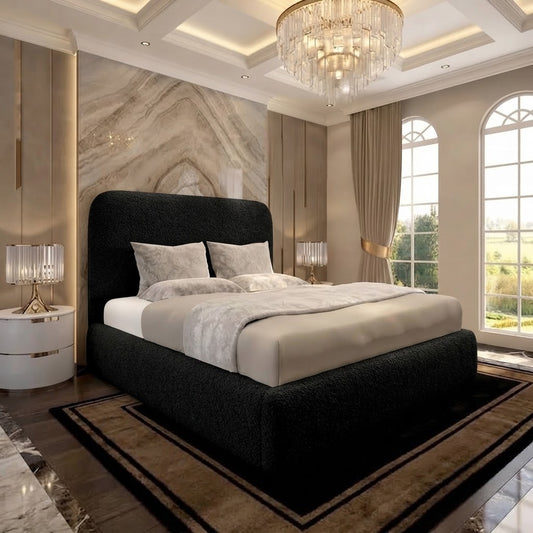Nimbus Upholstered Ottoman Bed - Black Chenille
