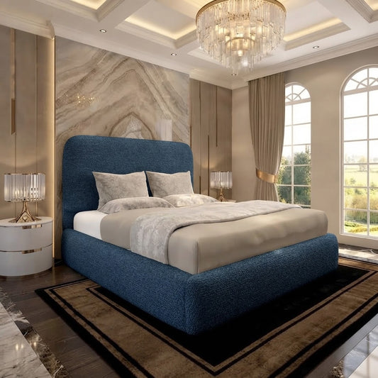 Nimbus Upholstered Ottoman Bed - Blue Chenille
