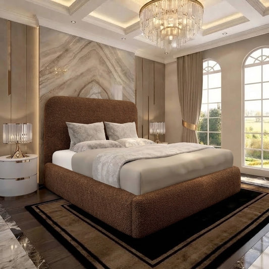 Nimbus Upholstered Ottoman Bed - Brown Chenille