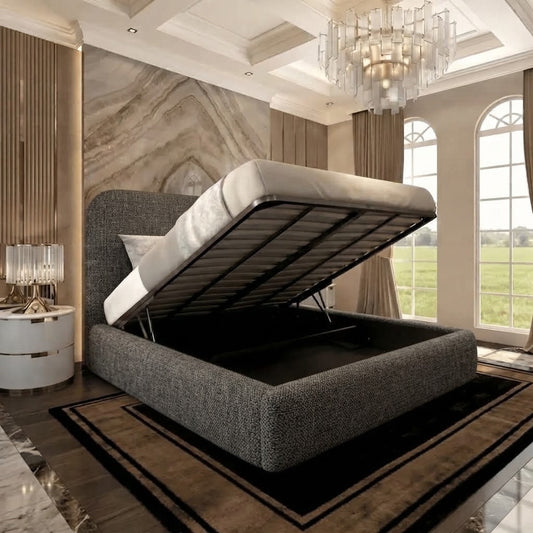 Nimbus Upholstered Ottoman Bed - Charcoal Chenille
