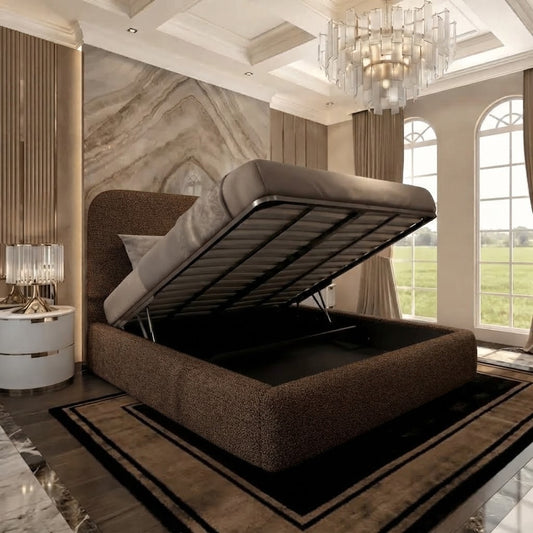 Nimbus Upholstered Ottoman Bed - Chocolate Plush Velvet