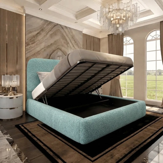 Nimbus Upholstered Ottoman Bed - Duck Egg Plush Velvet
