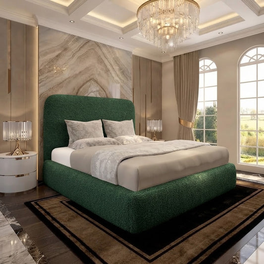 Nimbus Upholstered Ottoman Bed - Green Plush Velvet