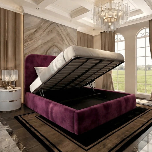 Nimbus Upholstered Ottoman Bed - Purple Plush Velvet