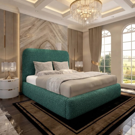 Nimbus Upholstered Ottoman Bed - Teal Linen