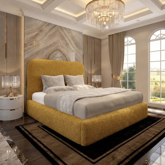 Nimbus Upholstered Ottoman Bed - Tumeric Plush Velvet