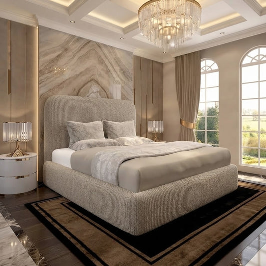 Nimbus Upholstered Ottoman Bed - Wheat Linen