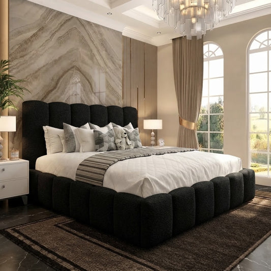 Pebble Upholstered Ottoman Bed - Black Chenille