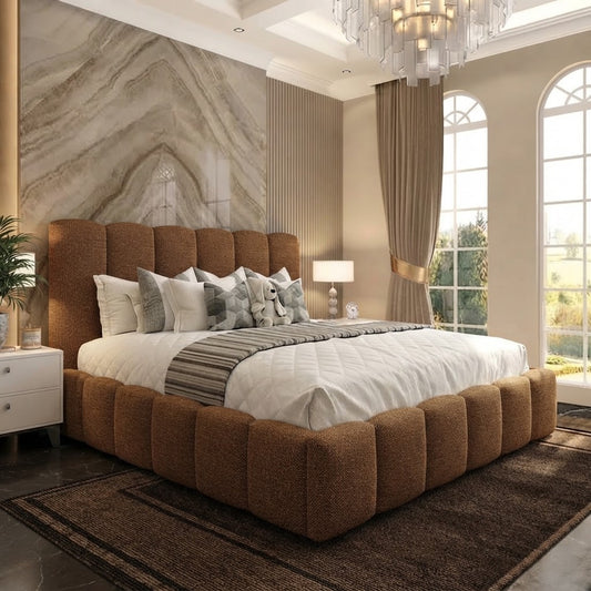 Pebble Upholstered Ottoman Bed - Brown Chenille