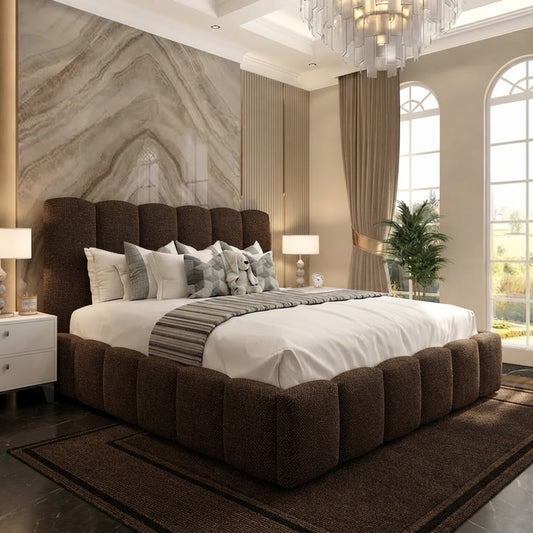 Pebble Upholstered Ottoman Bed - Brown Naples