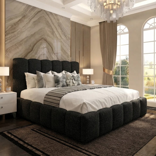 Pebble Upholstered Ottoman Bed - Charcoal Linen