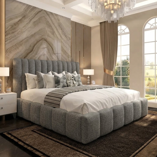 Pebble Upholstered Ottoman Bed - Charcoal Chenille