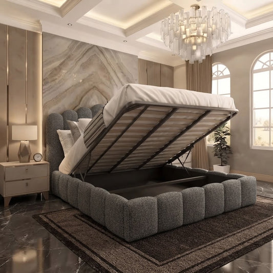 Pebble Upholstered Ottoman Bed - Charcoal Chenille