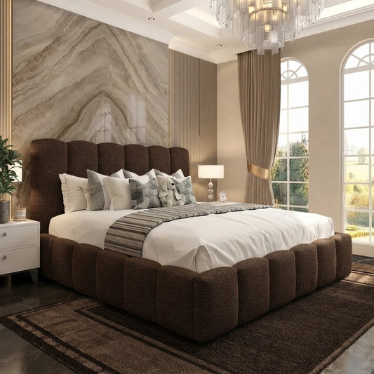 Pebble Upholstered Ottoman Bed - Chocolate Plush Velvet