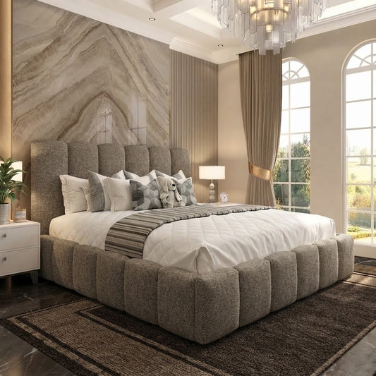 Pebble Upholstered Ottoman Bed - Clay Wool