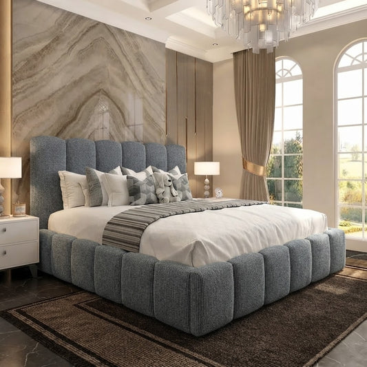 Pebble Upholstered Ottoman Bed - Grey Chenille