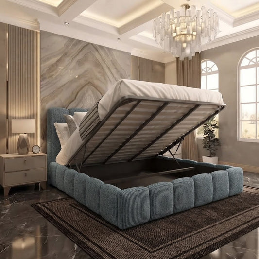 Pebble Upholstered Ottoman Bed - Grey Chenille