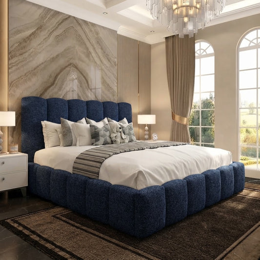 Pebble Upholstered Ottoman Bed - Midnight Linen