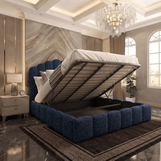 Pebble Upholstered Ottoman Bed - Midnight Linen