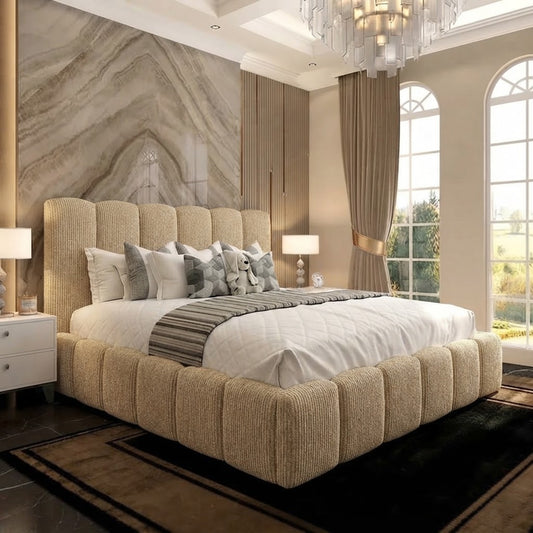 Pebble Upholstered Ottoman Bed - Mink Chenille