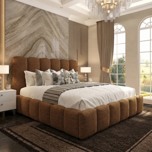 Pebble Upholstered Ottoman Bed - Mink Naples