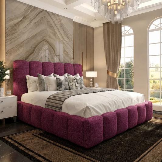 Pebble Upholstered Ottoman Bed - Purple Plush Velvet