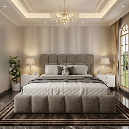 Pebble Upholstered Ottoman Bed - Silver Plush Velvet