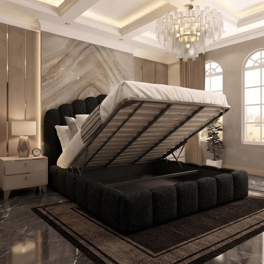 Pebble Upholstered Ottoman Bed - Slate Grey Naples