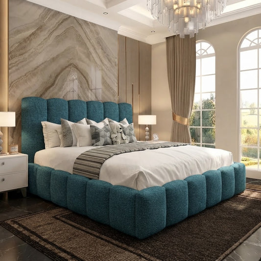 Pebble Upholstered Ottoman Bed - Teal Linen