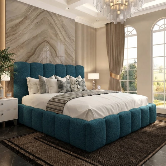 Pebble Upholstered Ottoman Bed - Teal Plush Velvet