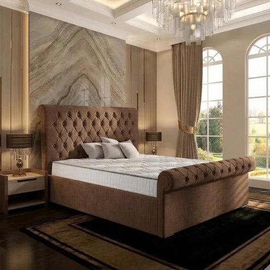 Perl Chesterfield Upholstered Ottoman Bed - Mink Naples