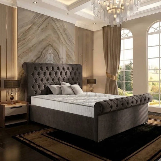 Perl Chesterfield Upholstered Ottoman Bed - Silver Naples