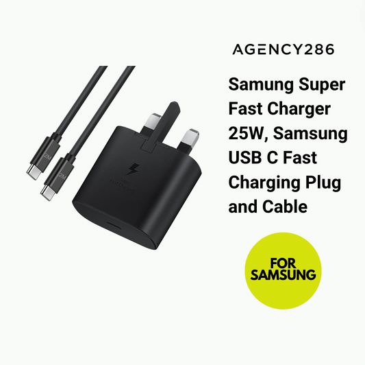 Samung Super Fast Charger 25W, Samsung USB C Fast Charging Plug and 1m Cable USB C to C for Samsung Galaxy S23 Ultra S22 S21fe S20 A33 A53 A52 A54 A14 A13 Z Flip/Fold 4, Type C Plug UK Wall Charger