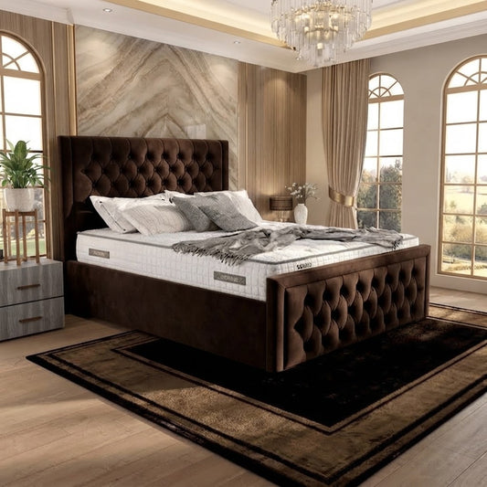 Silk Upholstered Ottoman Bed - Brown Naples
