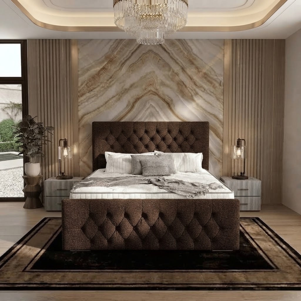 Silk Upholstered Ottoman Bed - Brown Naples