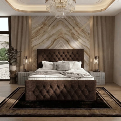Silk Upholstered Ottoman Bed - Brown Naples