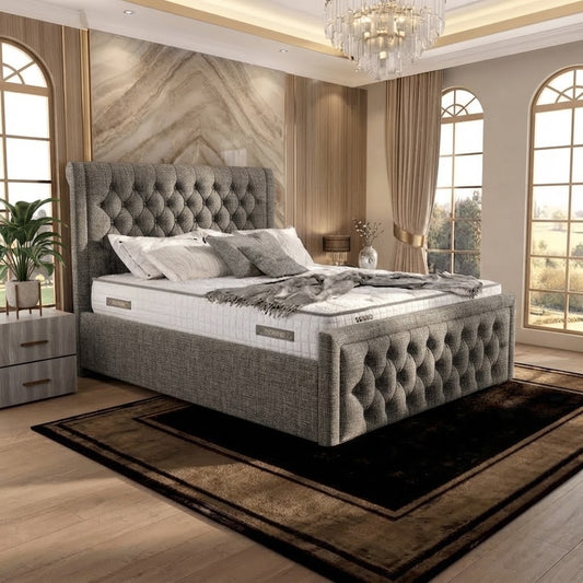 Silk Upholstered Ottoman Bed - Charcoal Chenille